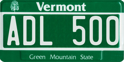 VT license plate ADL500