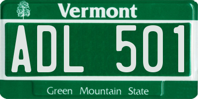 VT license plate ADL501