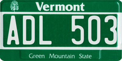 VT license plate ADL503