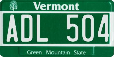 VT license plate ADL504