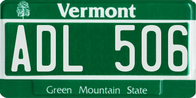 VT license plate ADL506