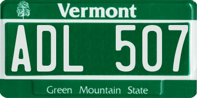VT license plate ADL507