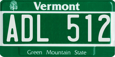 VT license plate ADL512