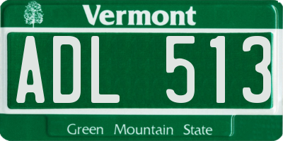 VT license plate ADL513