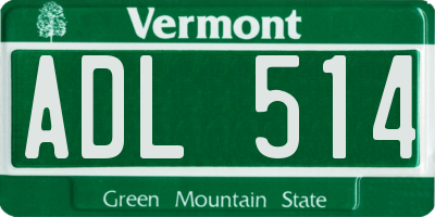 VT license plate ADL514