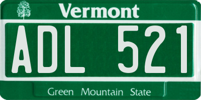VT license plate ADL521