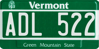 VT license plate ADL522