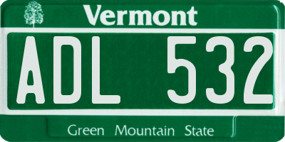 VT license plate ADL532