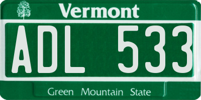 VT license plate ADL533