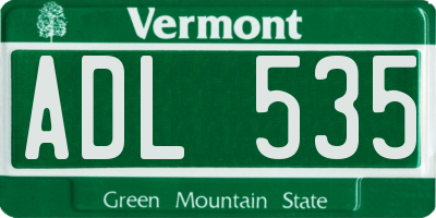 VT license plate ADL535