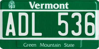 VT license plate ADL536