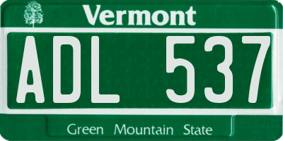 VT license plate ADL537
