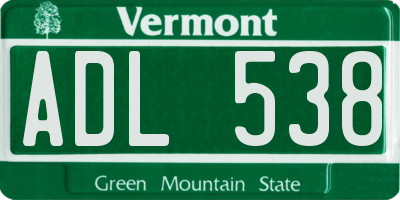 VT license plate ADL538