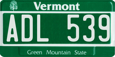 VT license plate ADL539