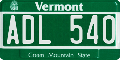 VT license plate ADL540