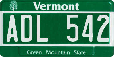 VT license plate ADL542