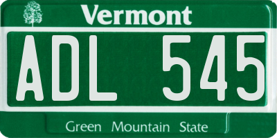 VT license plate ADL545