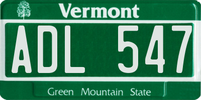 VT license plate ADL547