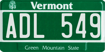 VT license plate ADL549