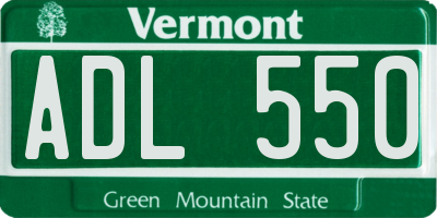 VT license plate ADL550