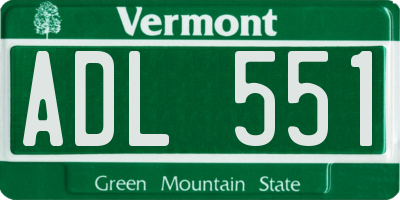 VT license plate ADL551