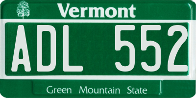VT license plate ADL552