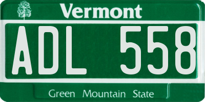 VT license plate ADL558