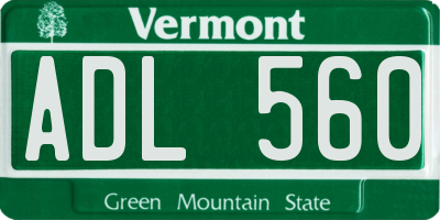 VT license plate ADL560
