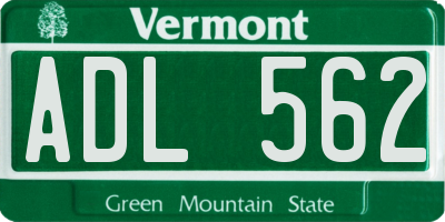VT license plate ADL562