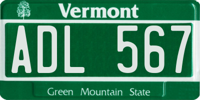 VT license plate ADL567