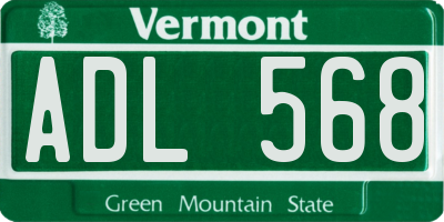 VT license plate ADL568