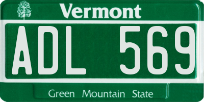 VT license plate ADL569