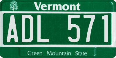 VT license plate ADL571