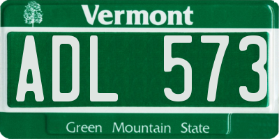 VT license plate ADL573