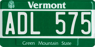 VT license plate ADL575