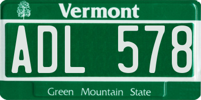 VT license plate ADL578