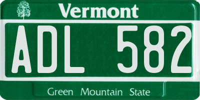 VT license plate ADL582
