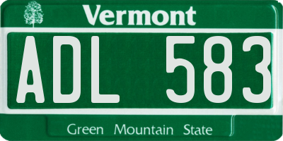 VT license plate ADL583