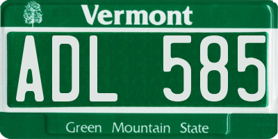 VT license plate ADL585