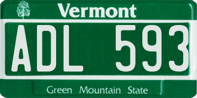 VT license plate ADL593