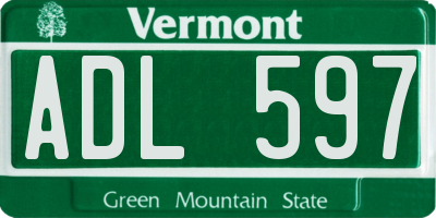 VT license plate ADL597