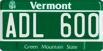 VT license plate ADL600