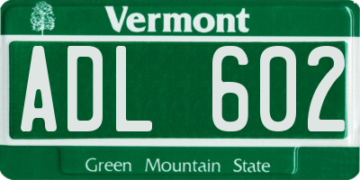 VT license plate ADL602