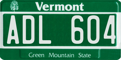 VT license plate ADL604