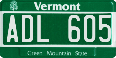VT license plate ADL605
