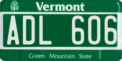 VT license plate ADL606
