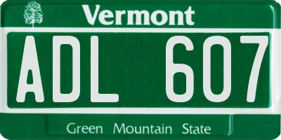 VT license plate ADL607