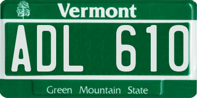 VT license plate ADL610
