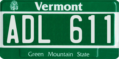 VT license plate ADL611