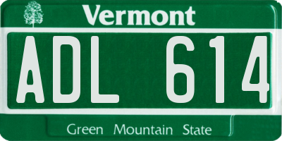VT license plate ADL614
